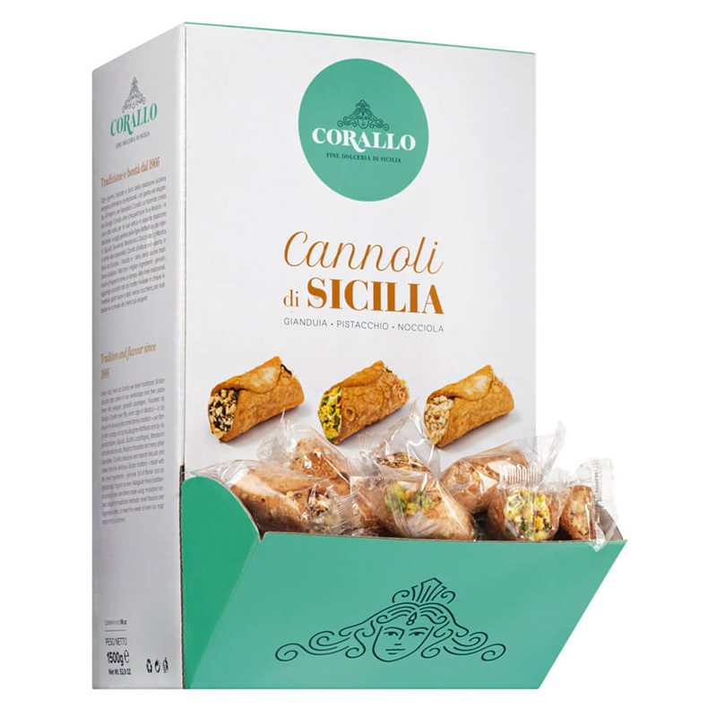 Cannoli di Sicilia mit Gianduiacreme gefülltes Gebäck aus Sizilien von Corallo, 26 g weitere Ansicht Cannoli di Sicilia mit Gianduiacreme gefülltes Gebäck aus Sizilien von Corallo, 26 g