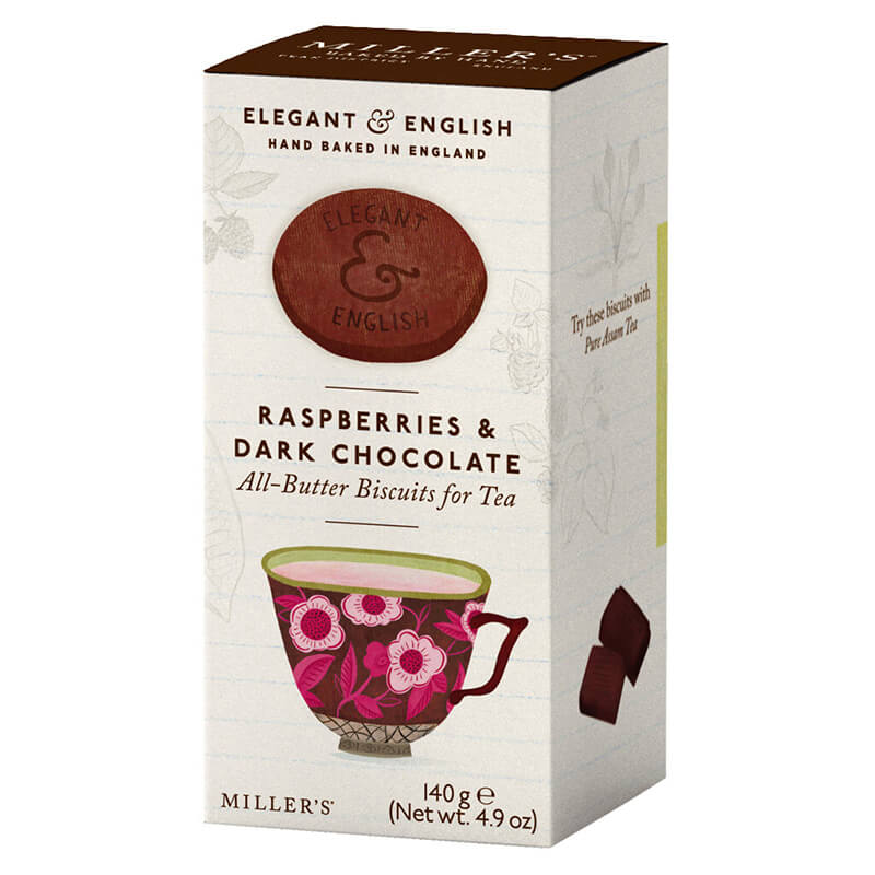 Butterkekse mit Zartbitterschokolade & Himbeere von Miller's, 140 g weitere Ansicht Butterkekse mit Zartbitterschokolade & Himbeere von Miller's, 140 g