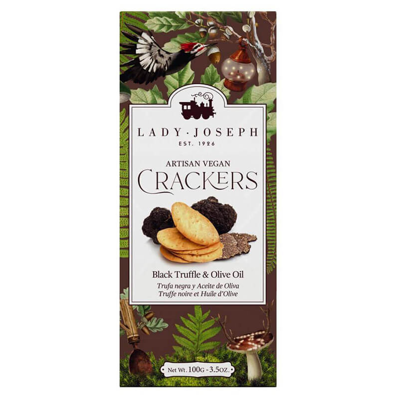 Black Truffle & Olive Oil - Cracker mit Schwarzem Trüffel & Olivenöl von Lady Joseph, 100 g