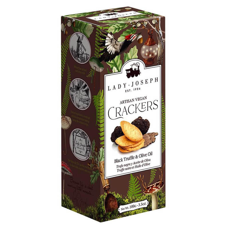 Black Truffle & Olive Oil - Cracker mit Schwarzem Trüffel & Olivenöl von Lady Joseph, 100 g
