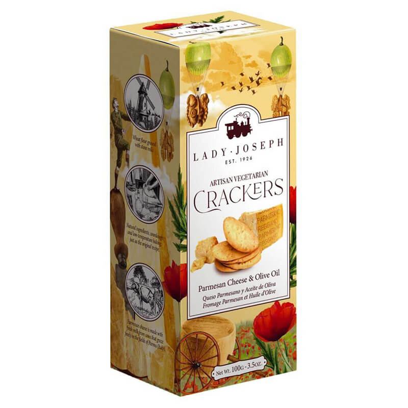 Parmesan Cheese & Olive Oil - Cracker mit Parmesan und Olivenöl von Lady Joseph, 100 g weitere Ansicht Parmesan Cheese & Olive Oil - Cracker mit Parmesan und Olivenöl von Lady Joseph, 100 g