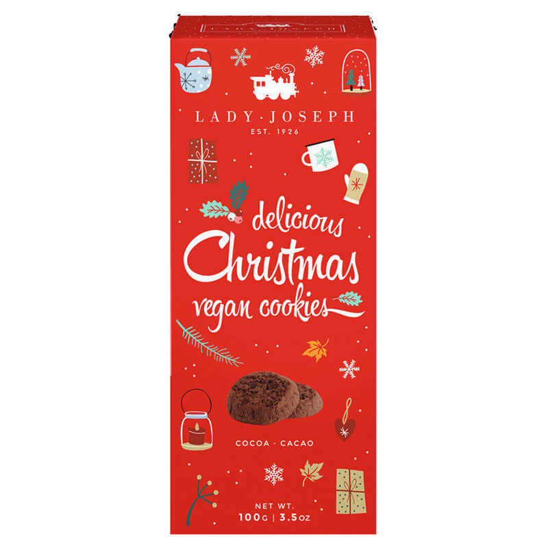 Vegane runde Weihnachts-Schokoladenkekse von Lady Joseph, 100 g
