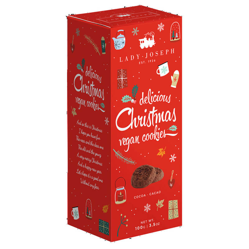 Vegane runde Weihnachts-Schokoladenkekse von Lady Joseph, 100 g