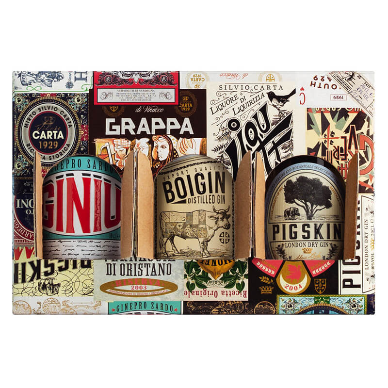 Silvio Carta Gin 3er Set bestehend aus Pigskin, Giniu, Boigin, 3x 0,1l weitere Ansicht Silvio Carta Gin 3er Set bestehend aus Pigskin, Giniu, Boigin, 3x 0,1l