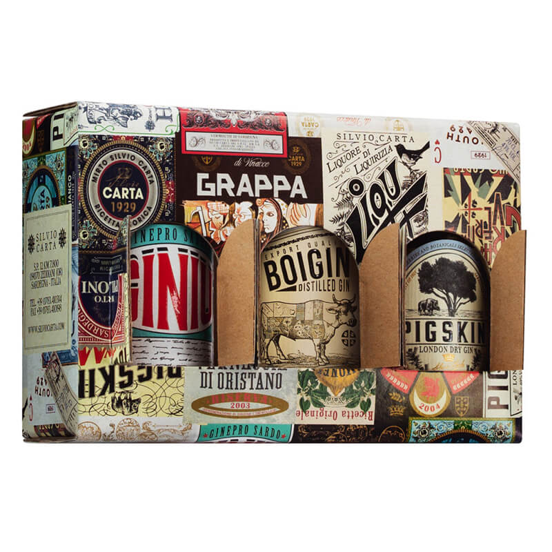 Silvio Carta Gin 3er Set bestehend aus Pigskin, Giniu, Boigin, 3x 0,1l weitere Ansicht Silvio Carta Gin 3er Set bestehend aus Pigskin, Giniu, Boigin, 3x 0,1l