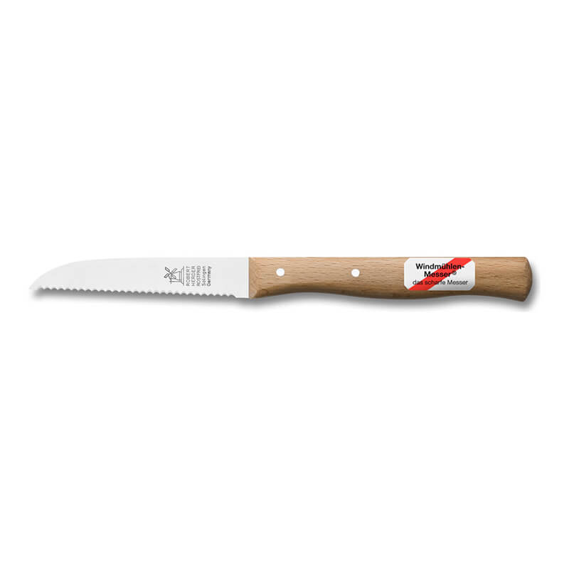 Gemüsemesser Klassiker mit Wellenschliff rostfrei, Griff Rotbuche von Windmühlenmesser