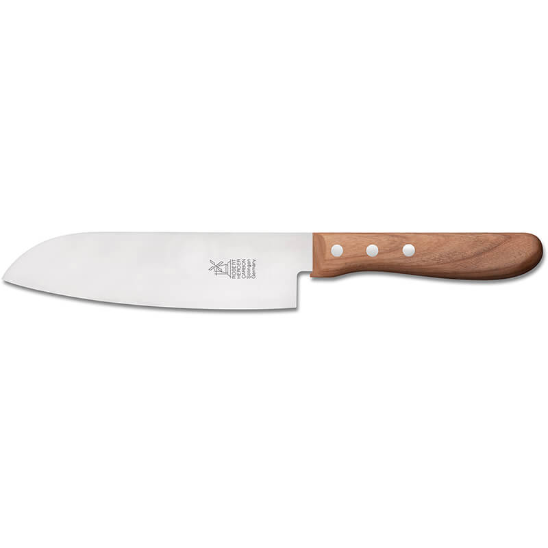 Santoku Vielzweckmesser nicht rostfrei, Griff Kirsche von Windmühlenmesser