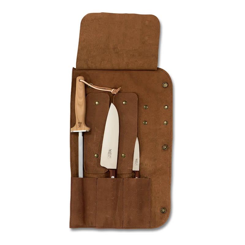 Messerrolle Plus 1 - erweiterbare Messertasche aus Leder für (Nachwuchs-) Köche von Windmühlenmesser weitere Ansicht Messerrolle Plus 1 - erweiterbare Messertasche aus Leder für (Nachwuchs-) Köche von Windmühlenmesser