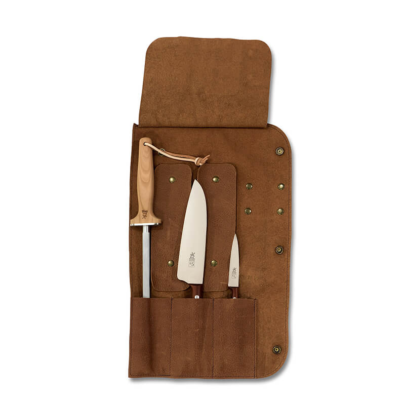 Messerrolle Plus 1 - erweiterbare Messertasche aus Leder für (Nachwuchs-) Köche von Windmühlenmesser