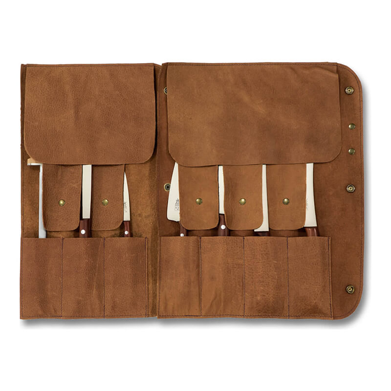 Messerrolle Plus 2 - erweiterbare Messertasche aus Leder für (Nachwuchs-) Köche von Windmühlenmesser weitere Ansicht Messerrolle Plus 2 - erweiterbare Messertasche aus Leder für (Nachwuchs-) Köche von Windmühlenmesser