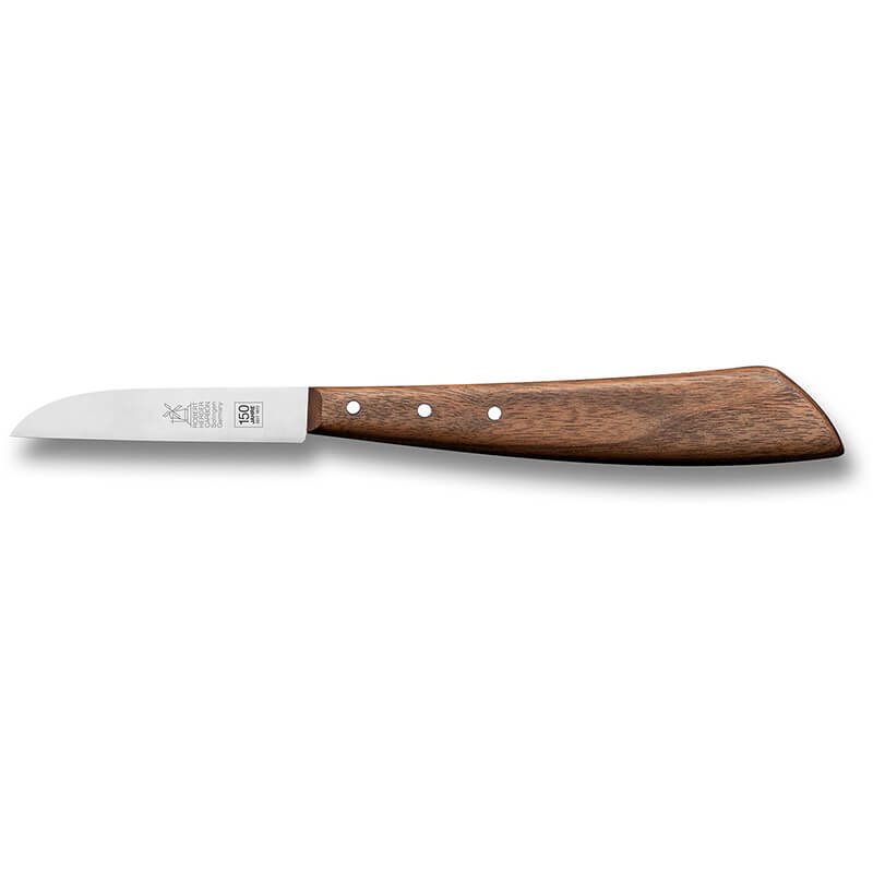 Frühstücksmesser Buckels rostfrei 150 Jahre Jubiläumsedition, Griff Walnuss von Windmühlenmesser weitere Ansicht Frühstücksmesser Buckels rostfrei 150 Jahre Jubiläumsedition, Griff Walnuss von Windmühlenmesser