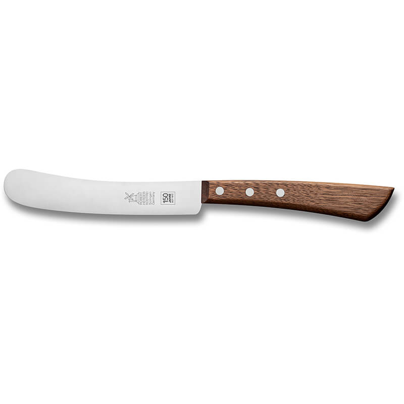 Frühstücksmesser Buckels rostfrei 150 Jahre Jubiläumsedition, Griff Walnuss von Windmühlenmesser weitere Ansicht Frühstücksmesser Buckels rostfrei 150 Jahre Jubiläumsedition, Griff Walnuss von Windmühlenmesser