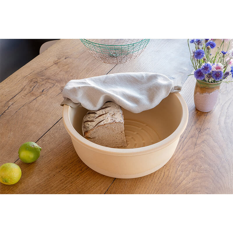 Brottopf mit Leinenabdeckung aus CeraNatur® von Denk weitere Ansicht Brottopf mit Leinenabdeckung aus CeraNatur® von Denk