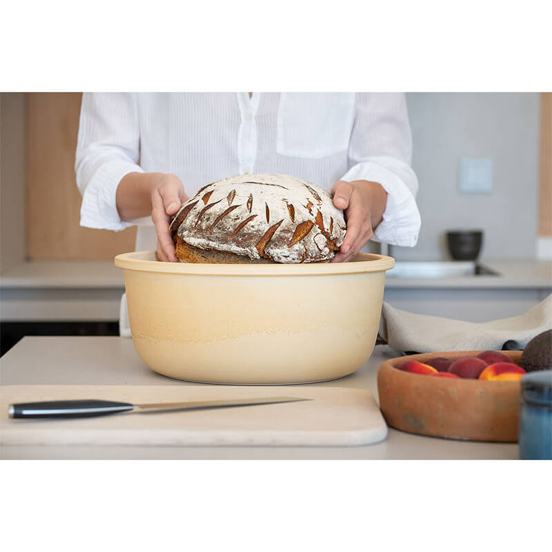 Brottopf mit Leinenabdeckung aus CeraNatur® von Denk weitere Ansicht Brottopf mit Leinenabdeckung aus CeraNatur® von Denk