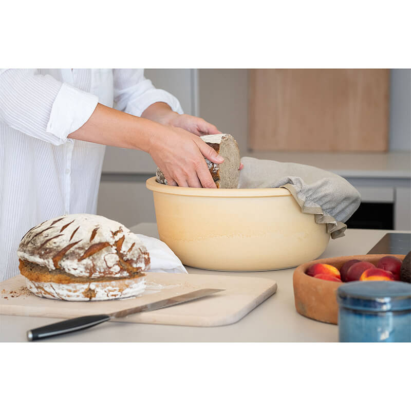 Brottopf mit Leinenabdeckung aus CeraNatur® von Denk weitere Ansicht Brottopf mit Leinenabdeckung aus CeraNatur® von Denk