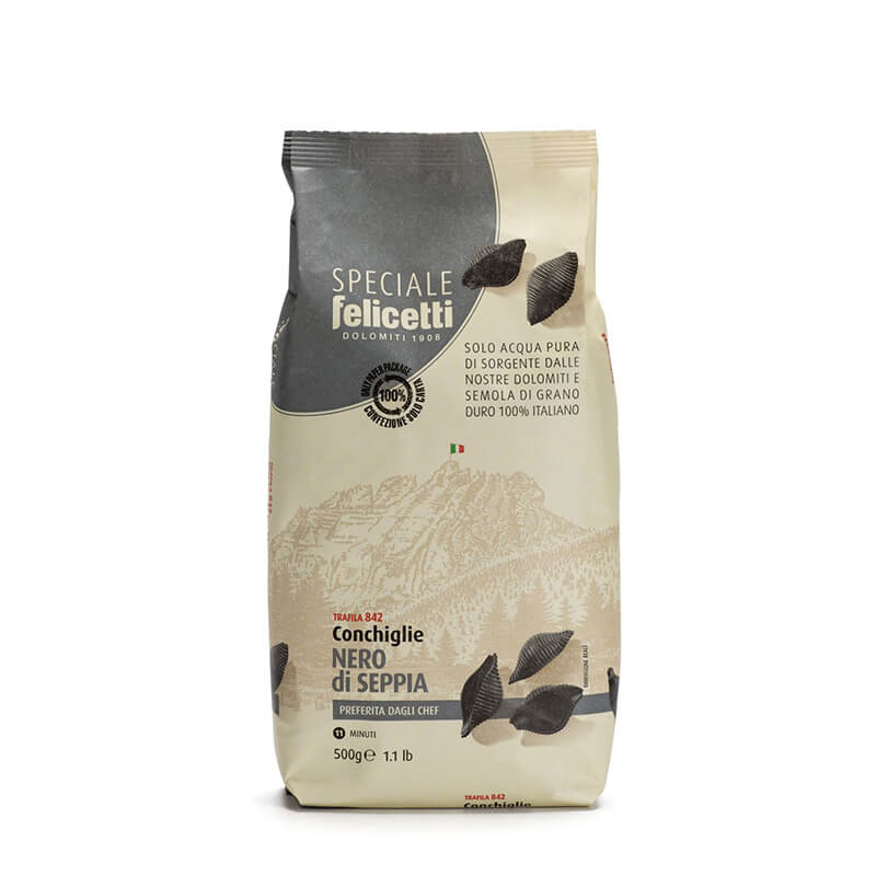 Felicetti Conchiglie - Nero di Seppia aus Hartweizen mit Sepiatinte, 500 g