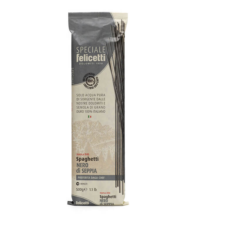 Felicetti Spaghetti - Nero di Seppia aus Hartweizen mit Sepiatinte, 500 g weitere Ansicht Felicetti Spaghetti - Nero di Seppia aus Hartweizen mit Sepiatinte, 500 g