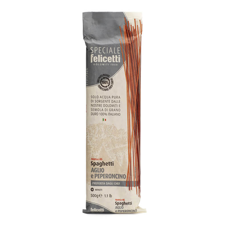 Felicetti Spaghetti - Aglio e Peperoncino aus Hartweizen mit Peperoncino, 500 g
