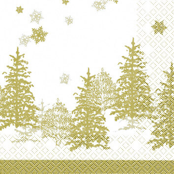 ECO LINE Servietten Tree and Snowflakes gold 25x25 cm von Home Fashion