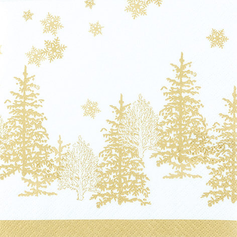 ECO LINE Servietten Tree and Snowflakes gold 33x33 cm von Home Fashion