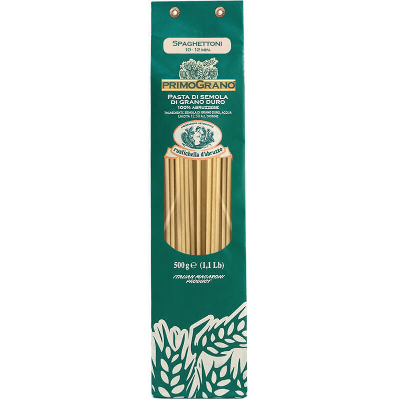 Spaghettoni Primograno Hartweizennudeln aus den Abruzzen von Rustichella, 500 g weitere Ansicht Spaghettoni Primograno Hartweizennudeln aus den Abruzzen von Rustichella, 500 g