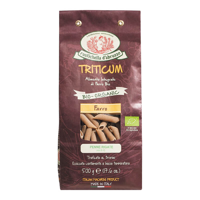 Bio Penne Rigate Dicoccum aus Dinkelmehl Vollkornnudeln Triticum von Rustichella, 500 g weitere Ansicht Bio Penne Rigate Dicoccum aus Dinkelmehl Vollkornnudeln Triticum von Rustichella, 500 g
