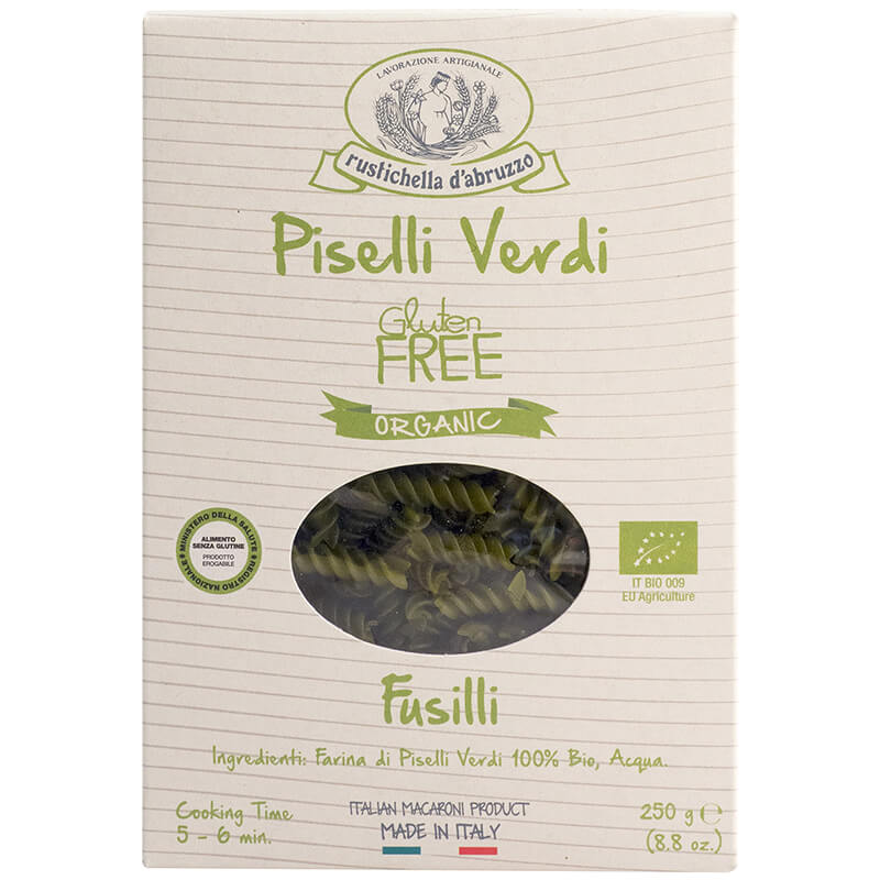 Bio Fusilli da Piselli Verdi glutenfrei Nudeln aus Erbsen von Rustichella, 250 g