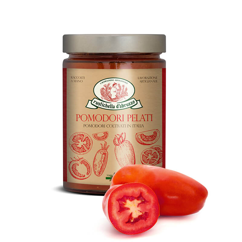 Pomodori Pelati - geschälte Tomaten ganz in eigenem Saft von Rustichella, 550 g