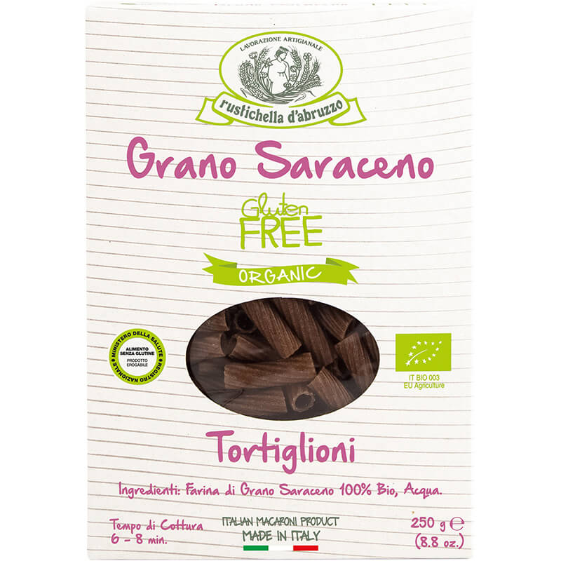 Bio Tortiglioni di Grano Saraceno glutenfrei Nudeln aus Buchweizenmehl von Rustichella, 250 g weitere Ansicht Bio Tortiglioni di Grano Saraceno glutenfrei Nudeln aus Buchweizenmehl von Rustichella, 250 g