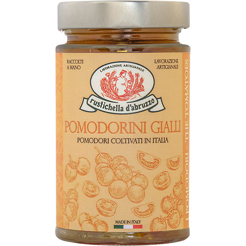 Pomodori Gialli Datterini in Acqua - gelbe Kirschtomaten in Wasser von Rustichella, 290 g weitere Ansicht Pomodori Gialli Datterini in Acqua - gelbe Kirschtomaten in Wasser von Rustichella, 290 g