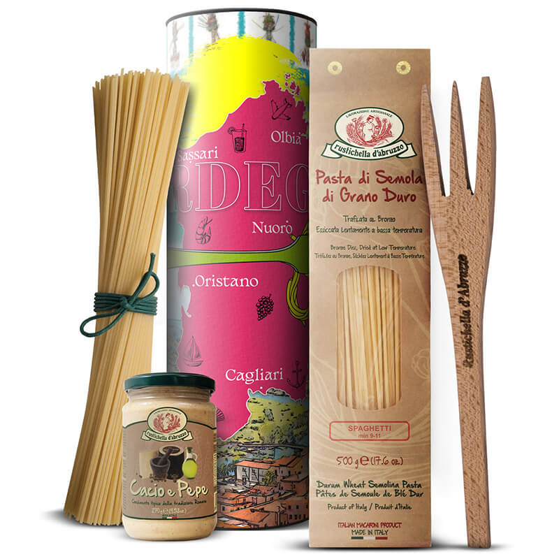 Pasta Set mit Sauce Cacio e Pepe in der Motivdose zum World Pasta Day von Rustichella, 500 g + 270 g weitere Ansicht Pasta Set mit Sauce Cacio e Pepe in der Motivdose zum World Pasta Day von Rustichella, 500 g + 270 g