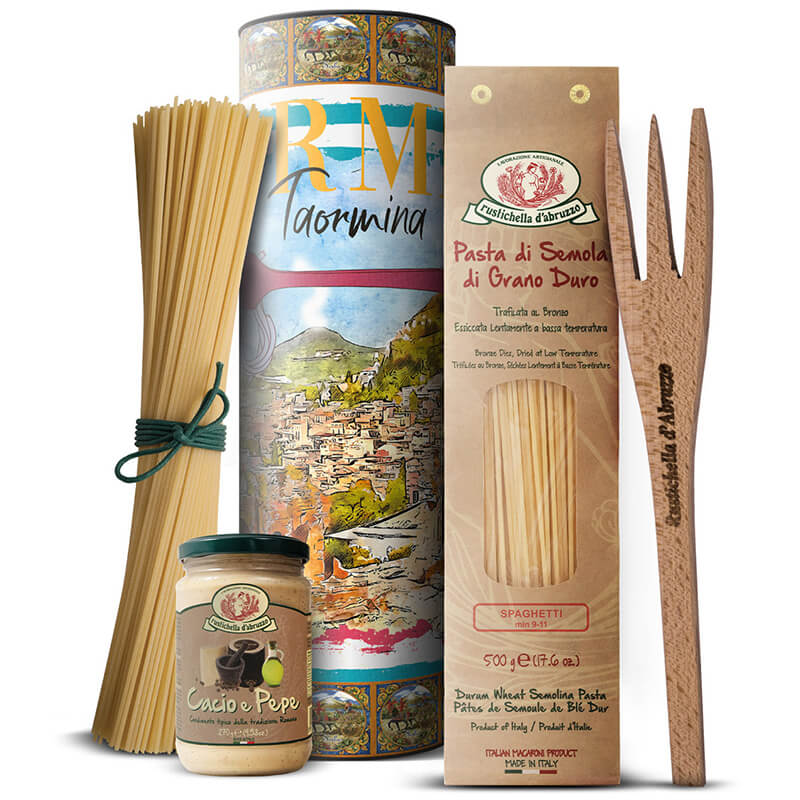 Pasta Set mit Sauce Cacio e Pepe in der Motivdose zum World Pasta Day von Rustichella, 500 g + 270 g weitere Ansicht Pasta Set mit Sauce Cacio e Pepe in der Motivdose zum World Pasta Day von Rustichella, 500 g + 270 g