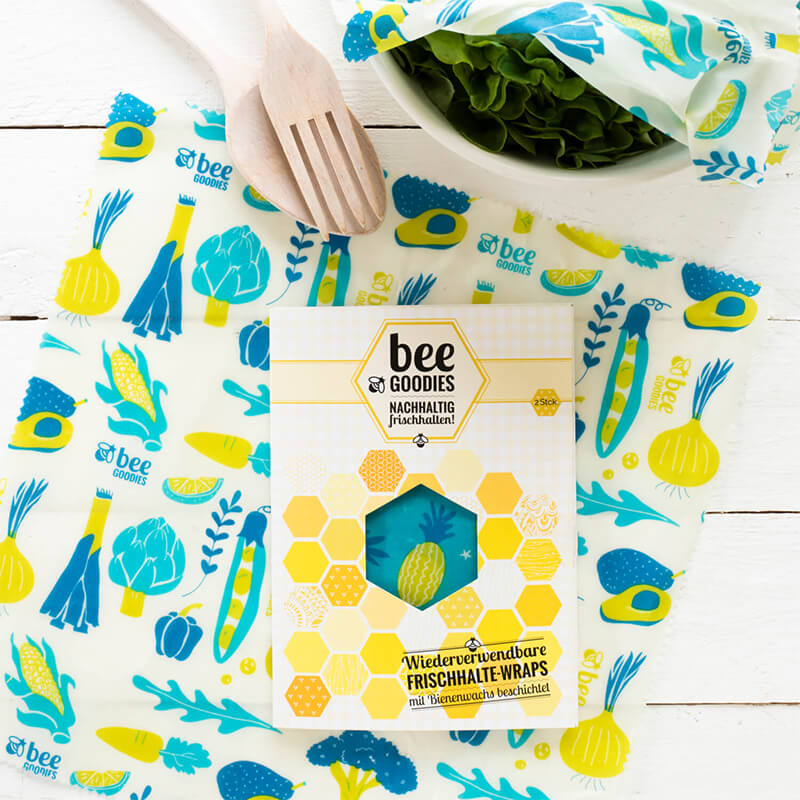beeGoodies Frischhalte-Wraps, Bienenwachstücher XXL