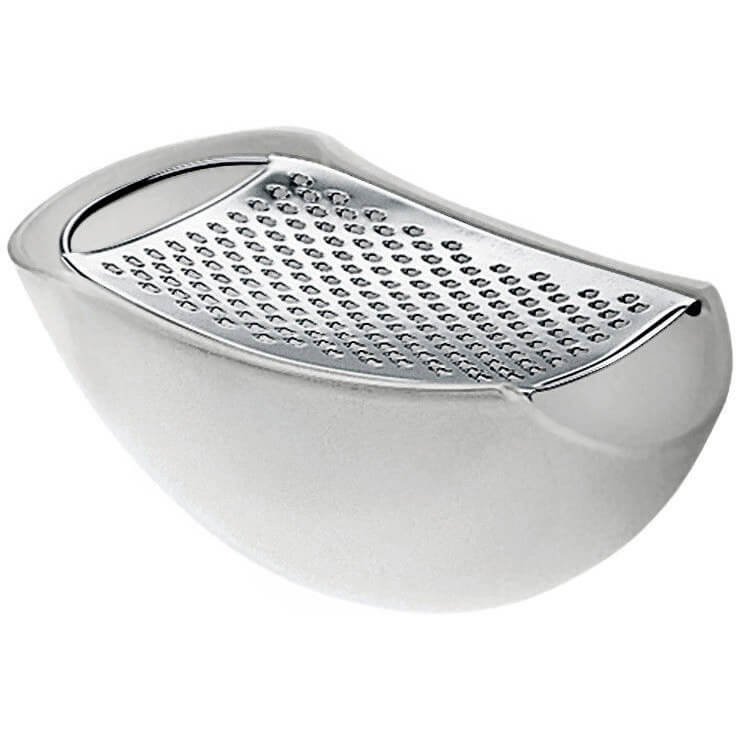 Alessi Parmenide Reibe mit Käsedose, eis weitere Ansicht Alessi Parmenide Reibe mit Käsedose, eis