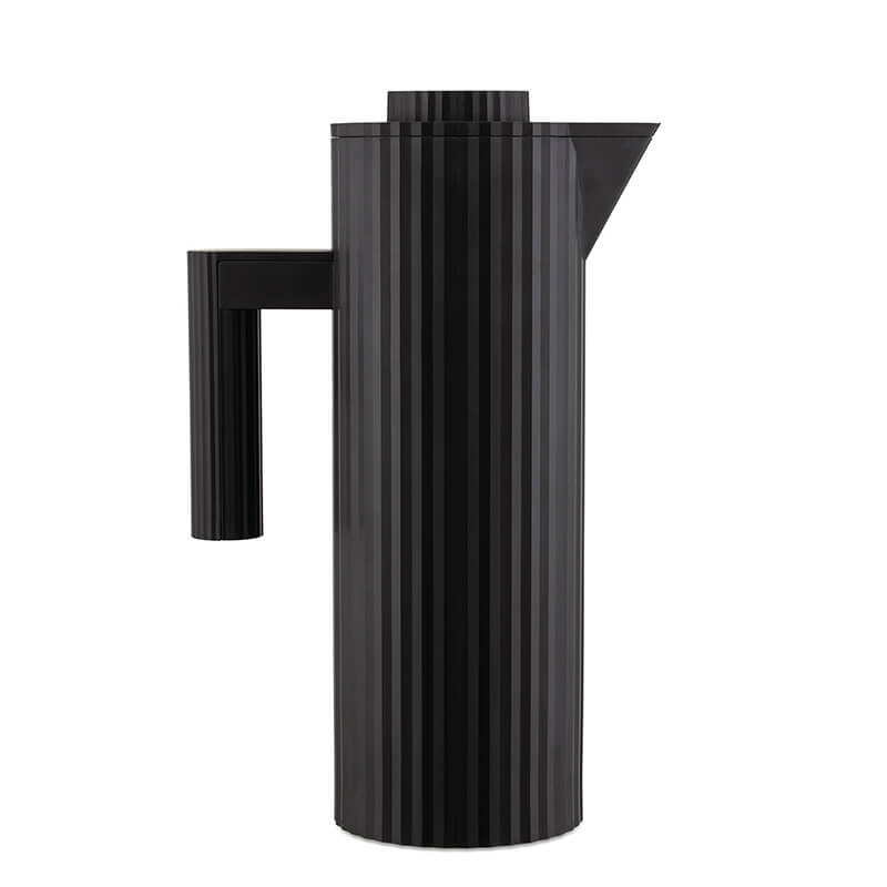 Alessi Plisse Isolierkanne mit doppelwandigen Isolierglas 1 Liter, schwarz
