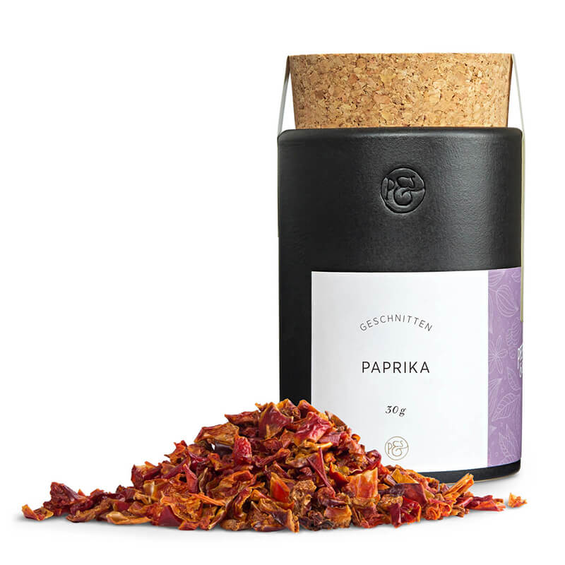 Paprika geschnitten in Keramikdose von Pfeffersack & Söhne, 30 g weitere Ansicht Paprika geschnitten in Keramikdose von Pfeffersack & Söhne, 30 g