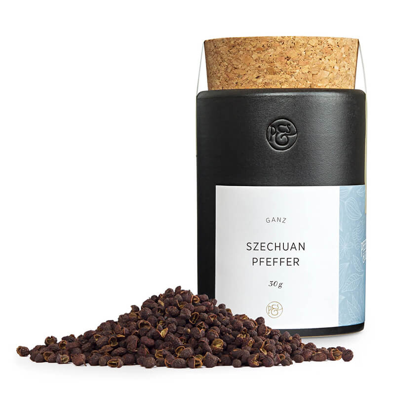 Szechuan Pfeffer ganz in Keramikdose von Pfeffersack & Söhne, 30 g weitere Ansicht Szechuan Pfeffer ganz in Keramikdose von Pfeffersack & Söhne, 30 g