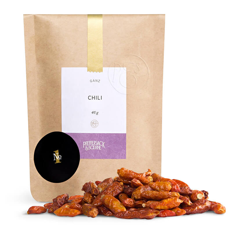 Chili ganz als Nachfüllpack von Pfeffersack & Söhne, 40 g weitere Ansicht Chili ganz als Nachfüllpack von Pfeffersack & Söhne, 40 g