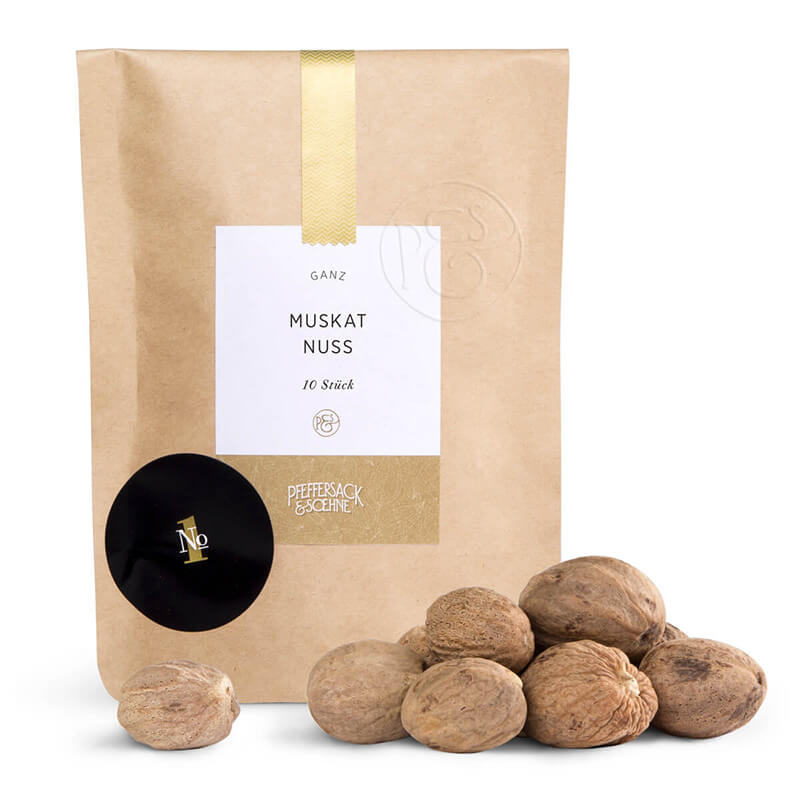 Muskatnuss ganz, 10 Stk. als Nachfüllpack von Pfeffersack & Söhne, 72 g weitere Ansicht Muskatnuss ganz, 10 Stk. als Nachfüllpack von Pfeffersack & Söhne, 72 g