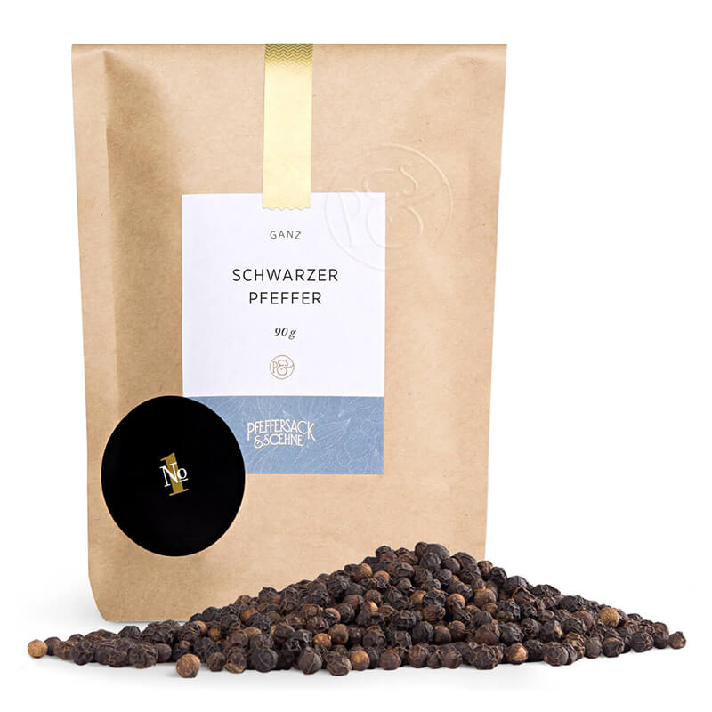 Schwarzer Pfeffer ganz als Nachfüllpack von Pfeffersack & Söhne, 90 g weitere Ansicht Schwarzer Pfeffer ganz als Nachfüllpack von Pfeffersack & Söhne, 90 g
