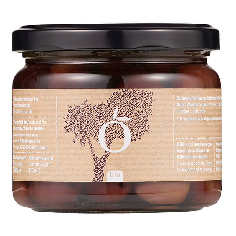 Filion Kalamata Oliven schwarz aus Griechenland Bio, 285 g weitere Ansicht Filion Kalamata Oliven schwarz aus Griechenland Bio, 285 g