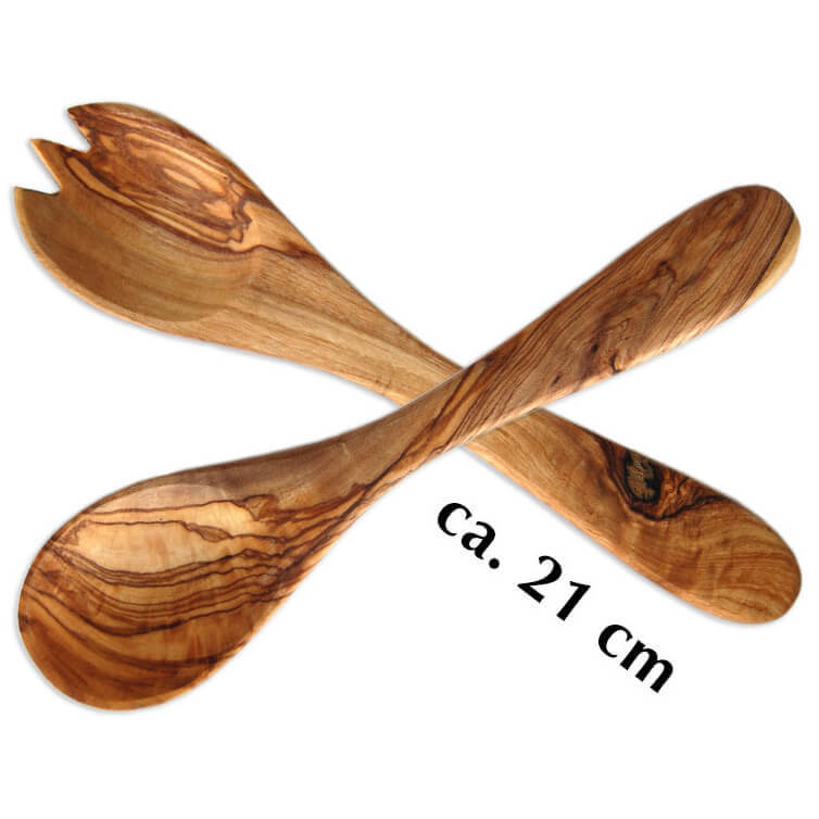 Salatbesteck aus Olivenholz 21 cm weitere Ansicht Salatbesteck aus Olivenholz 21 cm