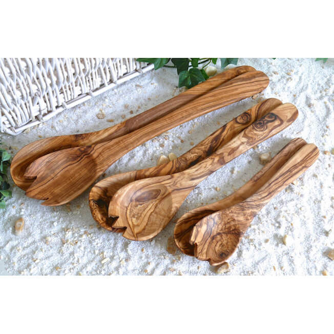 Salatbesteck aus Olivenholz, ca. 30 cm weitere Ansicht Salatbesteck aus Olivenholz, ca. 30 cm