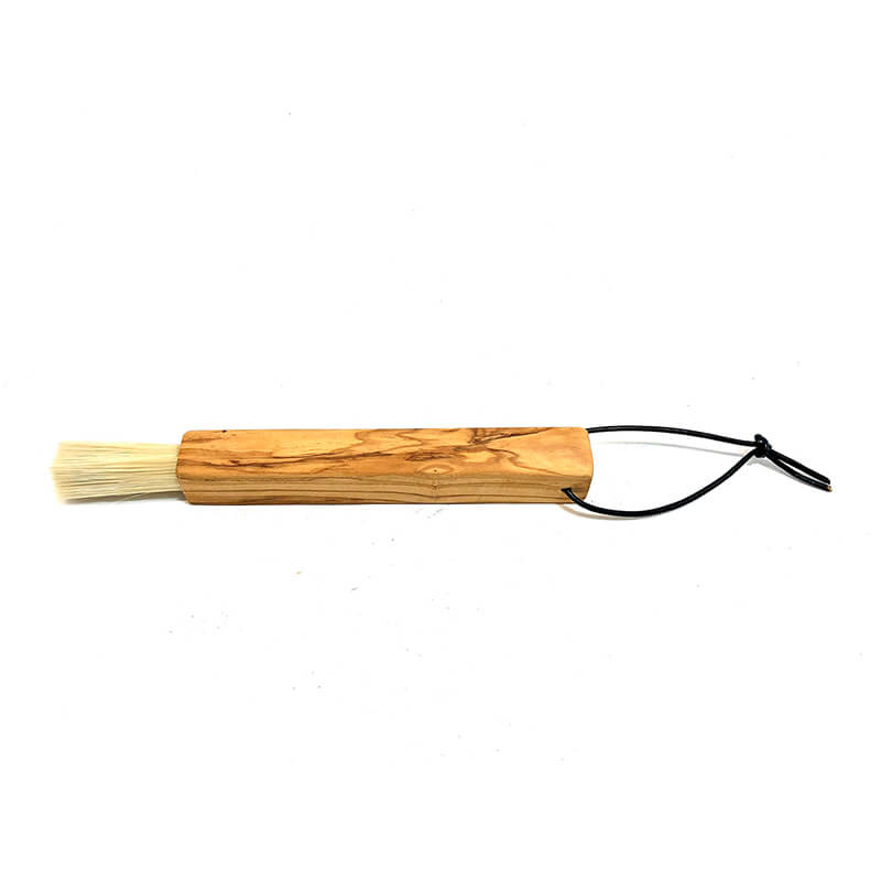 Barista Pinsel zur Reinigung des Siebträgers & der Kaffemaschine mit Olivenholzgriff, 20 cm weitere Ansicht Barista Pinsel zur Reinigung des Siebträgers & der Kaffemaschine mit Olivenholzgriff, 20 cm