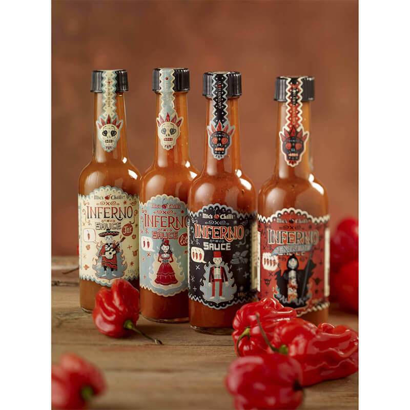 Mic's Chilli Saucen-Bundle, 4 Flaschen - von 6000 bis 100000 Scoville, 660 g weitere Ansicht Mic's Chilli Saucen-Bundle, 4 Flaschen - von 6000 bis 100000 Scoville, 660 g