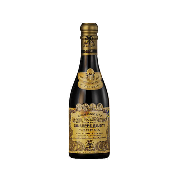 Guiseppe Giusti Aceto balsamico d'Oro Il Quarto Centenario mit 4 Medaillen, 250 ml weitere Ansicht Guiseppe Giusti Aceto balsamico d'Oro Il Quarto Centenario mit 4 Medaillen, 250 ml