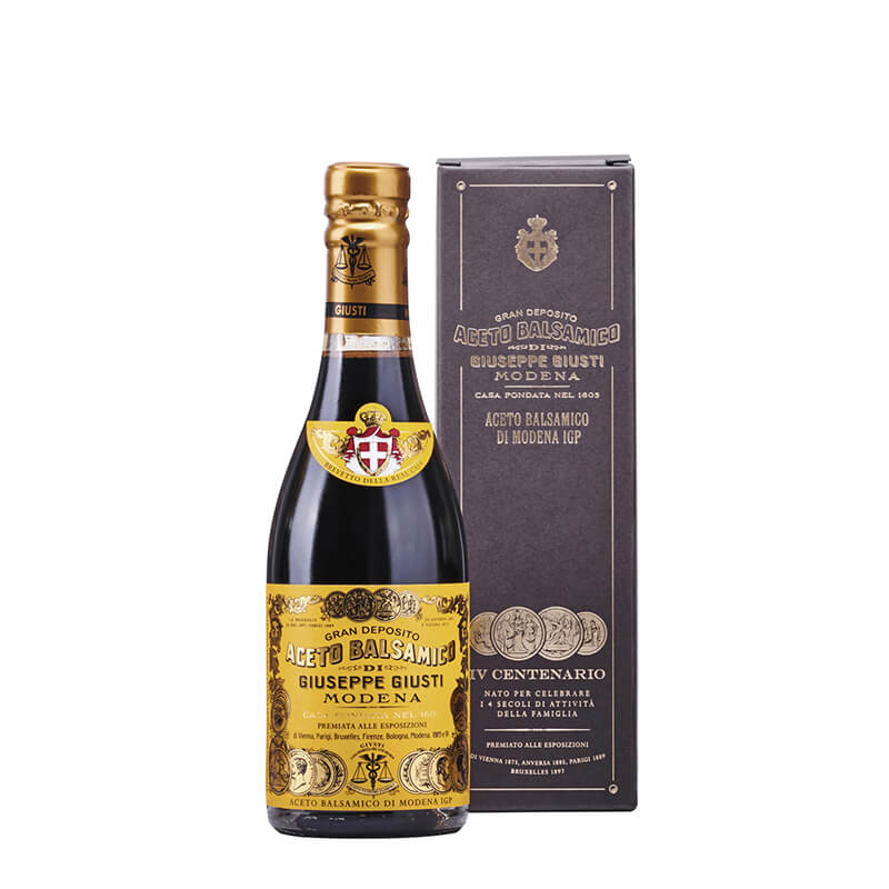 Giuseppe Giusti Aceto balsamico d'Oro Il Quarto Centenario mit 4 Medaillen, 250 ml weitere Ansicht Giuseppe Giusti Aceto balsamico d'Oro Il Quarto Centenario mit 4 Medaillen, 250 ml