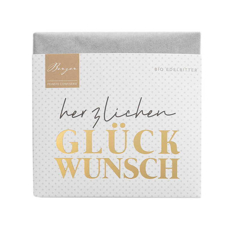 Berger Edelbitterschokolade Bio Herzlichen Glückwunsch, 70 g weitere Ansicht Berger Edelbitterschokolade Bio Herzlichen Glückwunsch, 70 g
