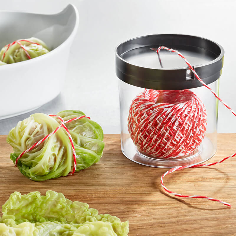 GEFU Kordelbox Filio mit Garn, rot/weiß