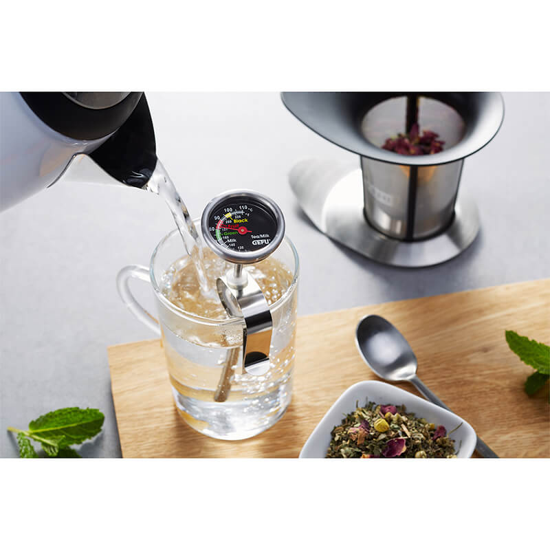 GEFU Tee- und Milchthermometer Sido aus Edelstahl mit spezifischer Skala